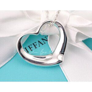 Tiffany & Co. Elsa Peretti Vintage Large Open Heart Pendant 27mm Necklace on 18"